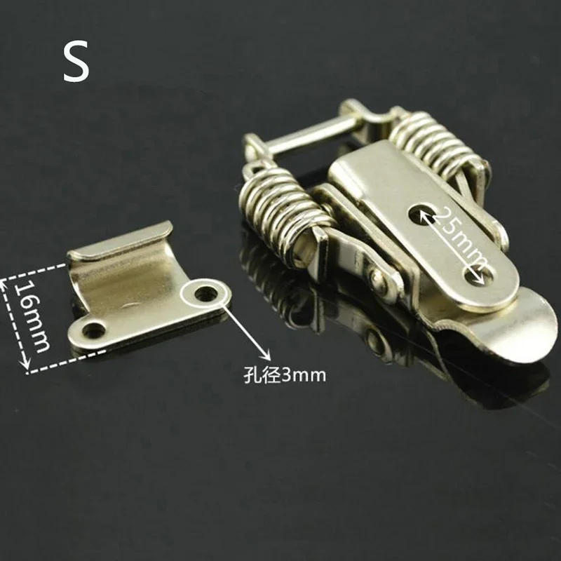 مشبك زنبركي مزدوج من الفولاذ المقاوم للصدأ S/L، صندوق أدوات خشبي، قفل عالي التحمل، مع فتحة قفل، ملحقات الصندوق الكهروميكانيكي