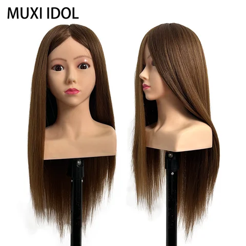 헤어 스타일링 훈련을 위한 어깨가 있는 95% 인간의 머리카락 마네킹 머리 땋기, 헤어 스타일 디자인, 곱슬머리 등을 위한 연습 머리