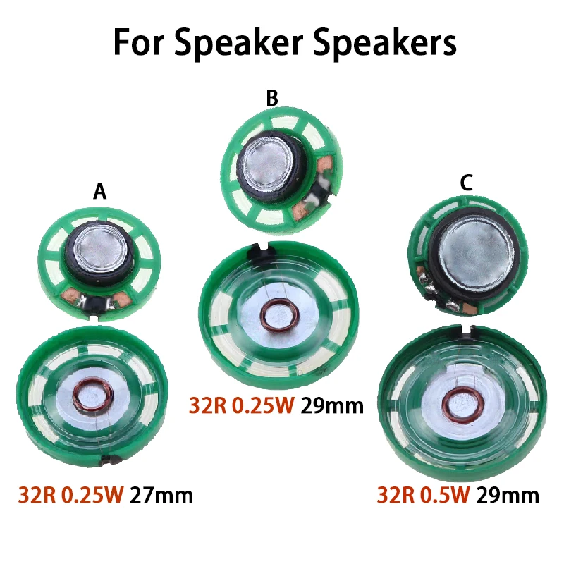 YUXI 2PCS For Speaker 27/29mm 32R 0.25W/For 29mm 32R 0.5W External Magnetic Doorbell Speaker Toy Speaker Replacement Parts