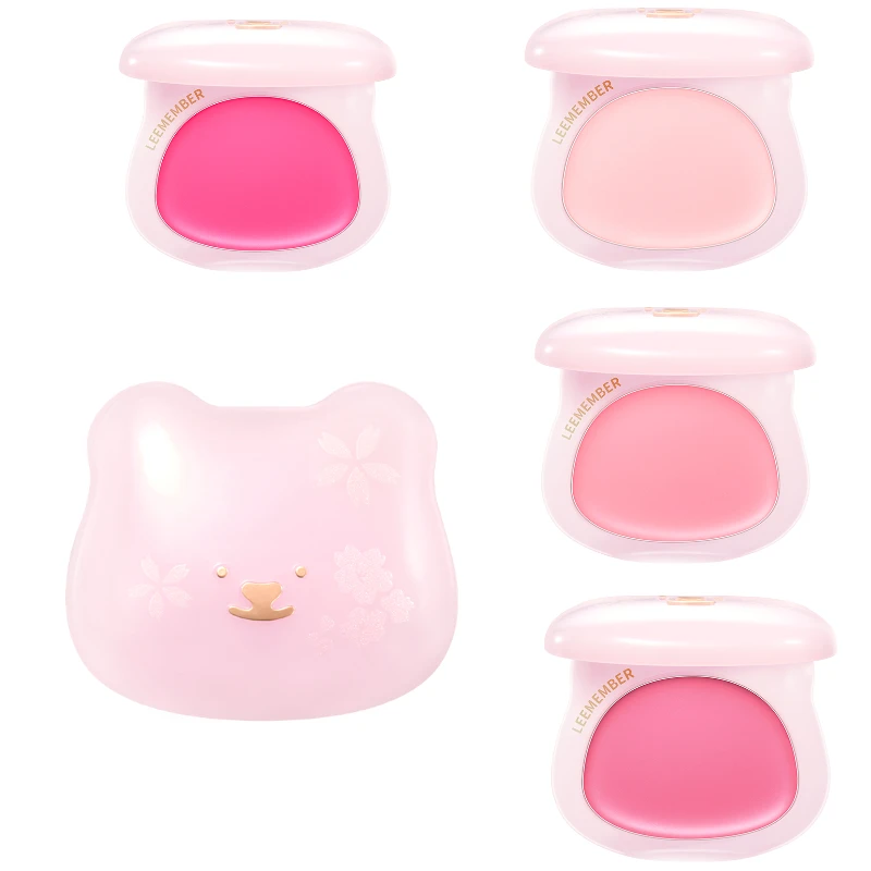 LEEMEMBER Cherry Blossom Long-Lasting Blush Cream Lipstick Set Waterlight Highlighter Cheek Lip Gloss Makeup - Lasting Blusher