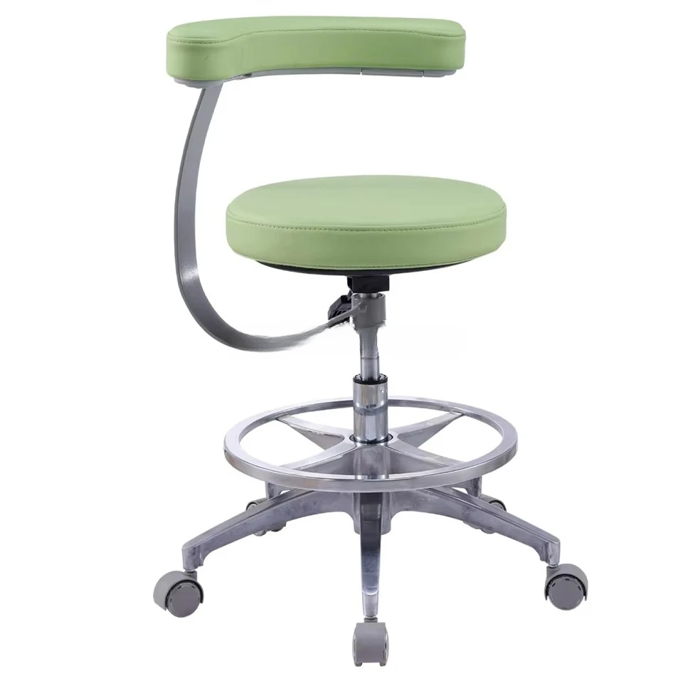 Height Adjustable Dental Stool with Wheels Leather Seat Cover Medical Operation Chair for Dentist Clinic Use