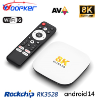 Woopker Set-Top Box H96 MAX M2 Plus Android 14 8K Android TV Box Wifi6 BT5.4 Rockchip Rk3528 Voice Remote Control Home Theater