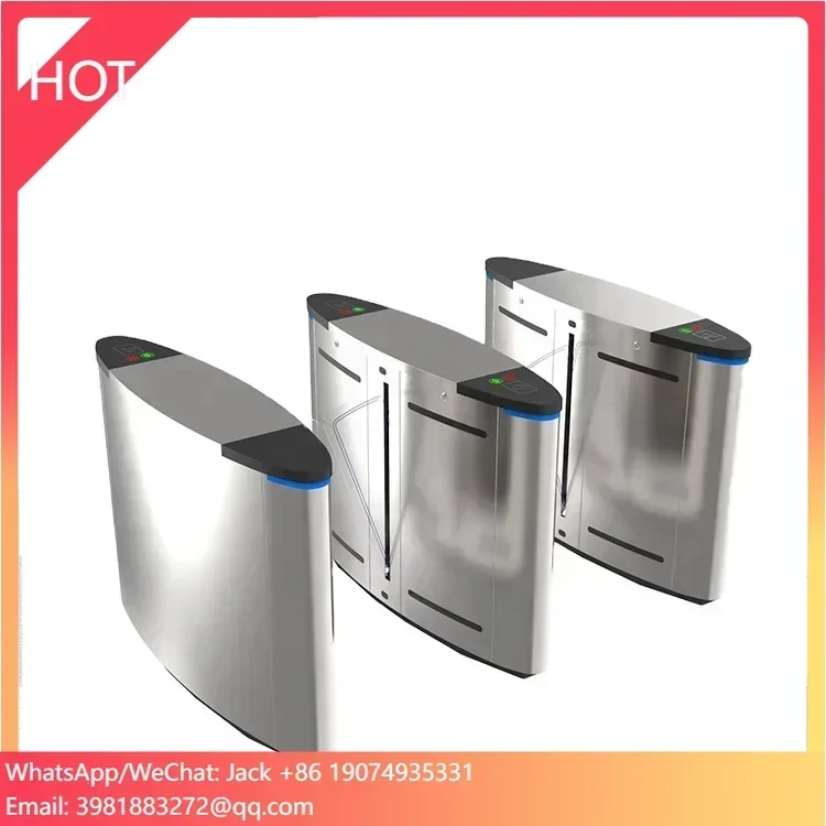 Pedestrian Access Control Turnstile Flap Barrier Gate High Integrated with Fingerprint Face Recognition System