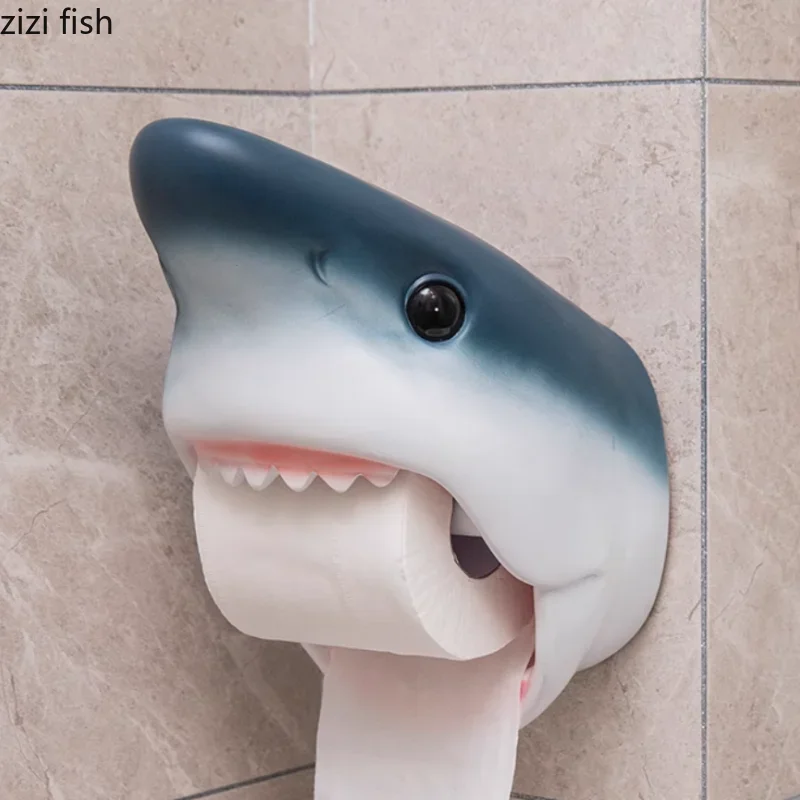 punch-free-resin-dolphin-toilet-paper-holder-big-shark-toilet-paper-holder-waterproof-wall-hanging-creative-tissue-box