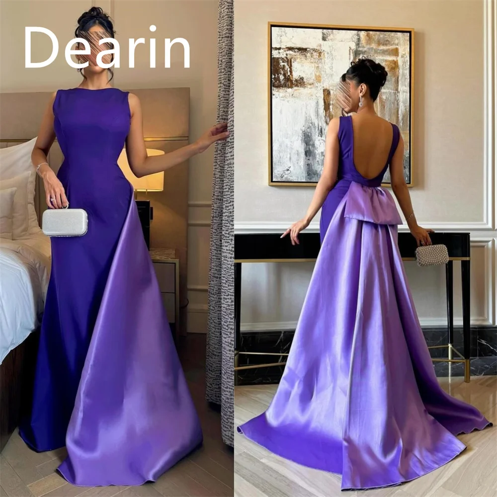 Customized Formal Gown Women Evening Dearin Jewel Column Floor Length Skirts Vertically Sleeveless Bespoke Occasion Dresses Prom