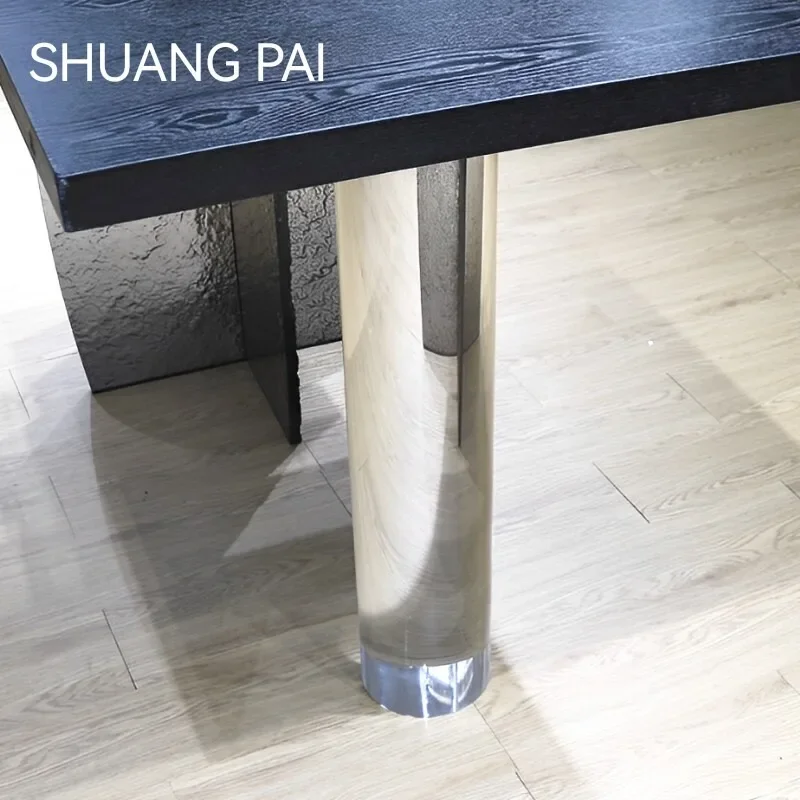 Transparent acrylic cylindrical table legs custom dining table bracket island platform support legs cylindrical one-character de