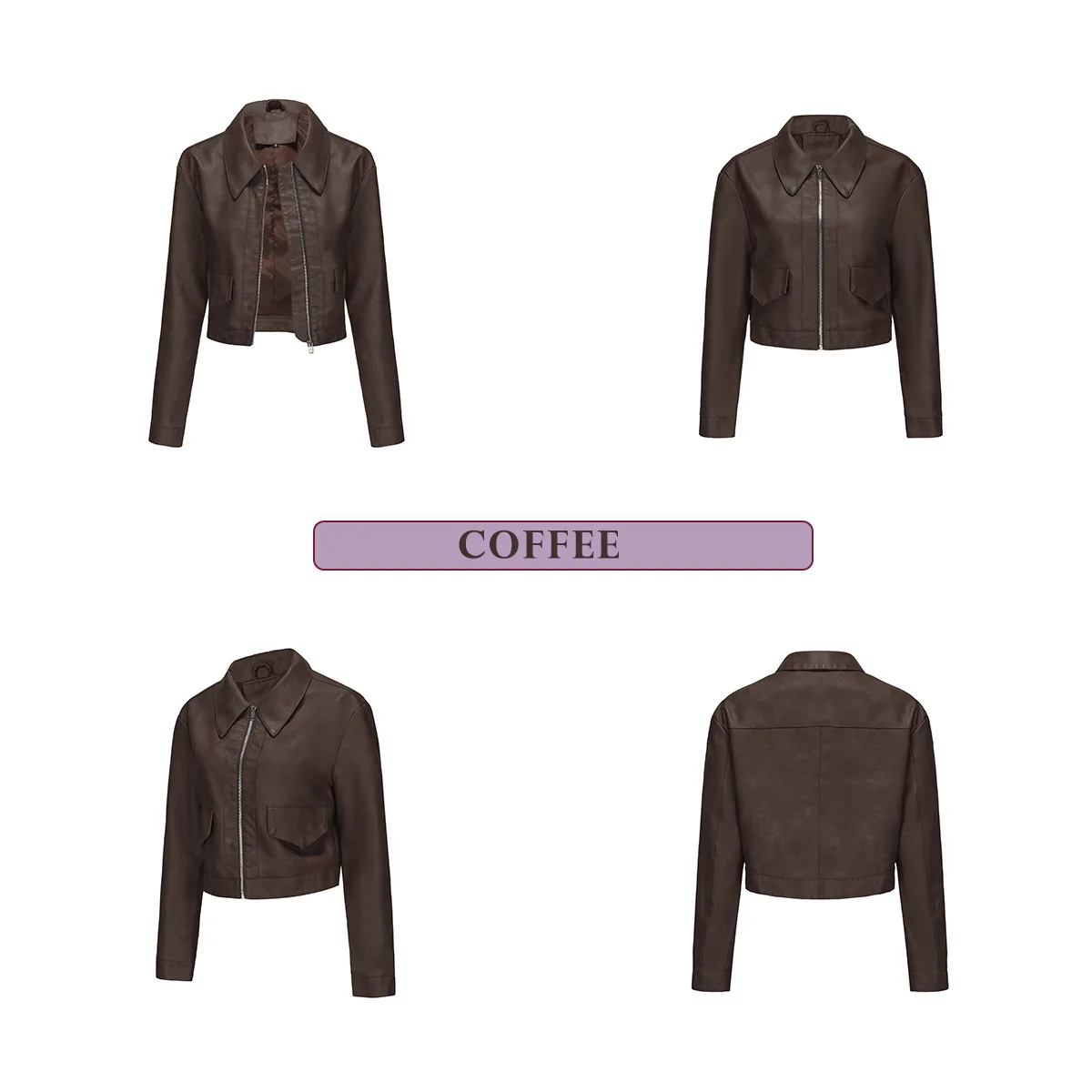 Spring and Autumn New Thin Leather Coat Long sleeved Casual Women's Coat Fashion Short Motorcycle Zipper Leather Jacket