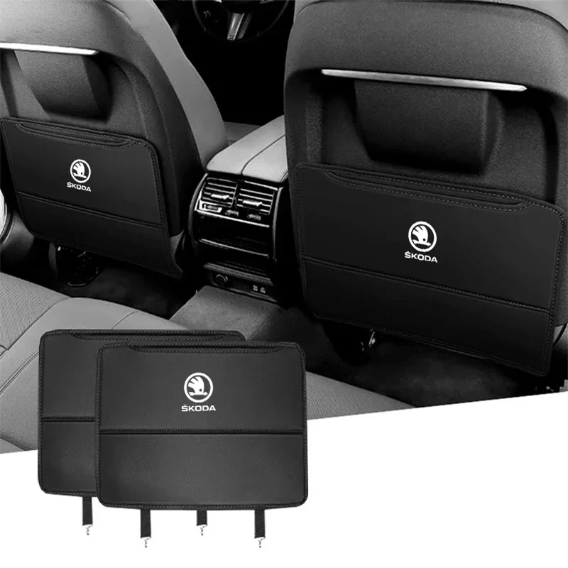 High Quality Car Seat Backrest Protector Leather Cover for Skoda Octavia A2 A7 Kodiaq Enyaq iV Kamiq Superb Fabia Rapid Karoq