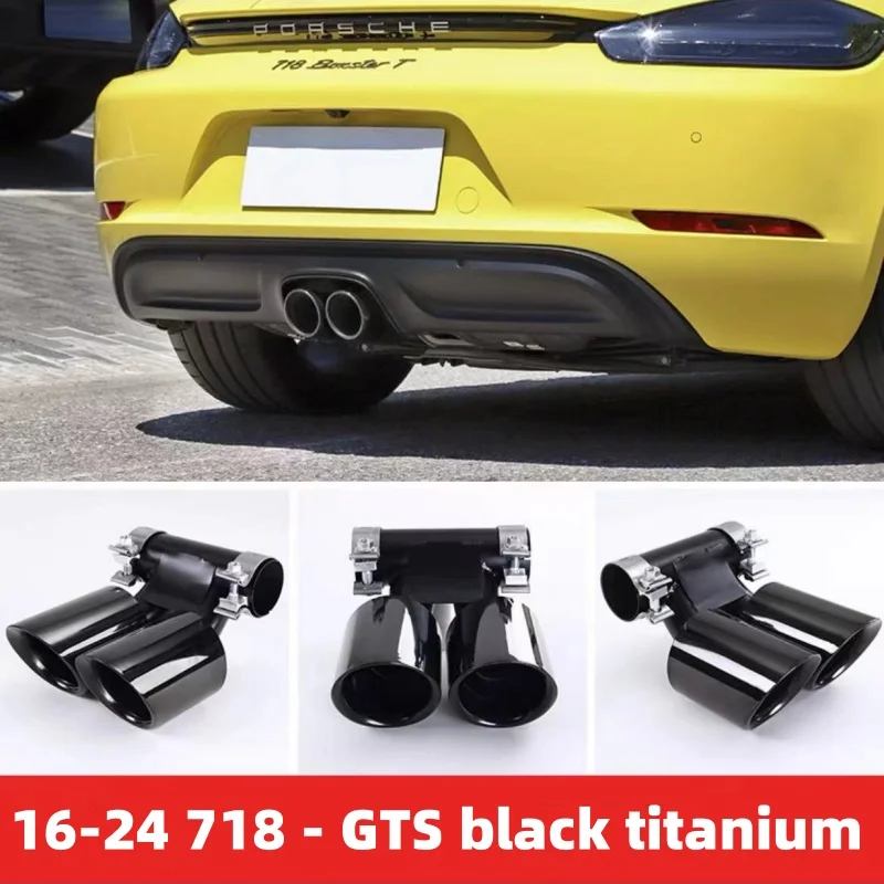 

1 Pair 304 Stainless Steel GTS Exhaust Tip Car Exhaust Pipe For Porsche Boxster Cayman 718 981 2009-2024 Mufflers Nozzles