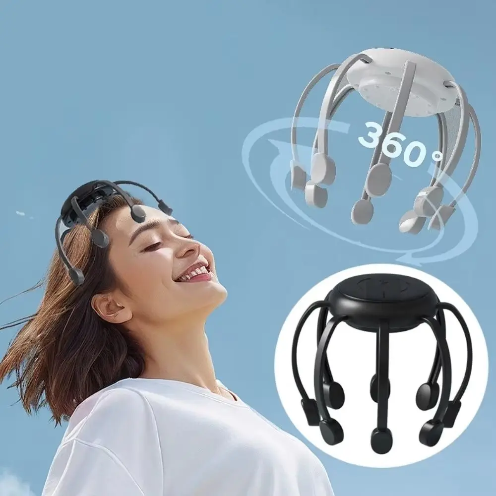 Octopus Claw Eight Claw Massager Stress Relief Therapeutic Scratch Pad Head Massage Machine USB Charging Hands Free