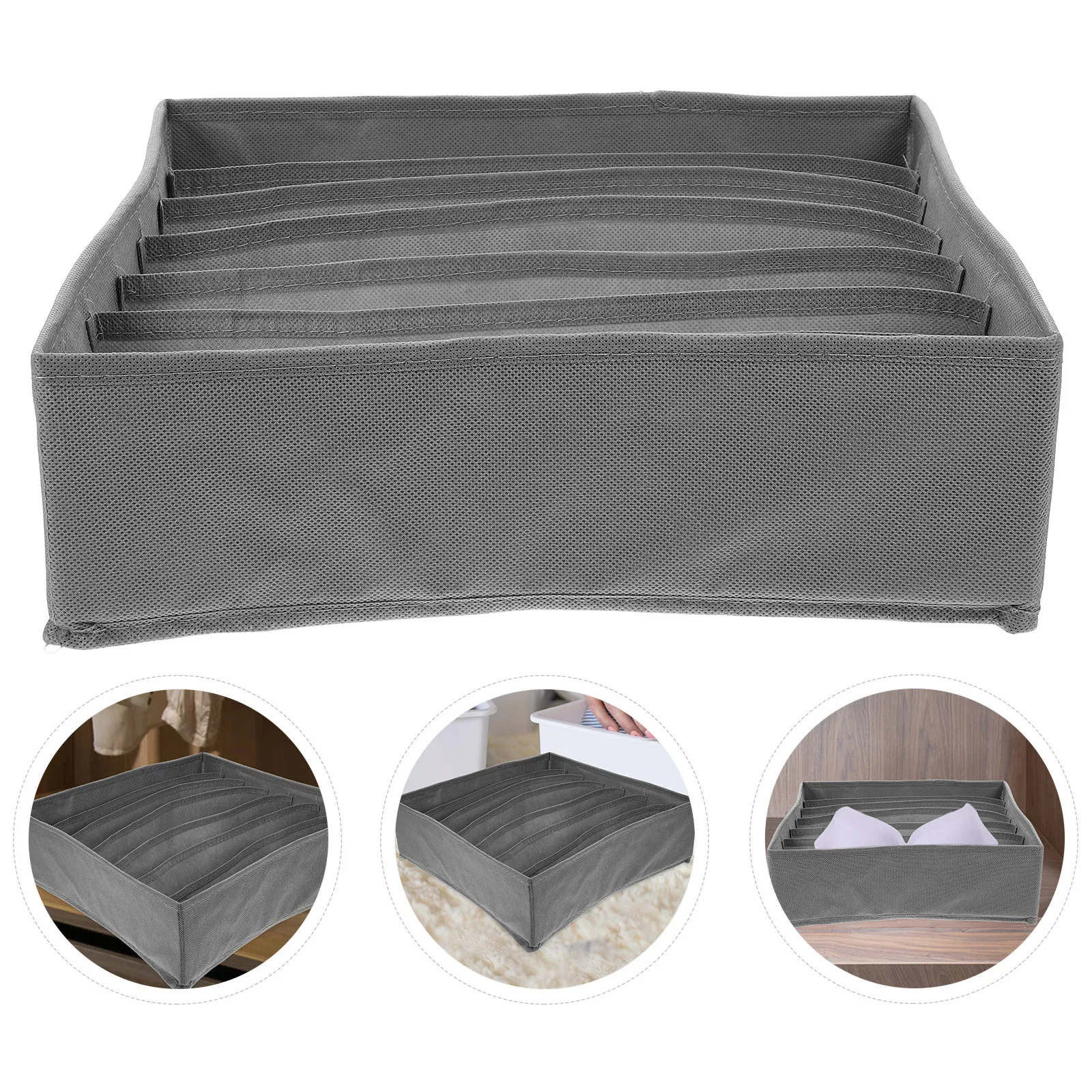 

Underwear Storage Box 7-Compartment Non-Woven Fabric Organizer for Bra Socks Ties Closet Drawer Divider Organizer