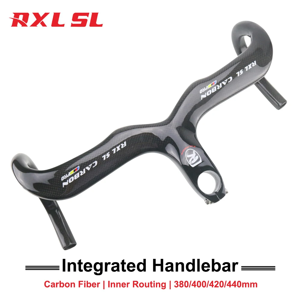 

Carbon Road Integrated Handlebar,1-1/8",Internal Routing,380/400/420/440mm,3K Glossy Handlebar For Bicycle