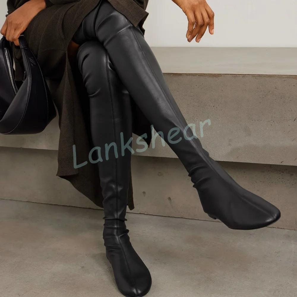 2026 New Round Toe Thigh High Boots Flat With Concise Style Slip On Fashion Sexy Women Modern Over-the Knee Boots Autumn Winter