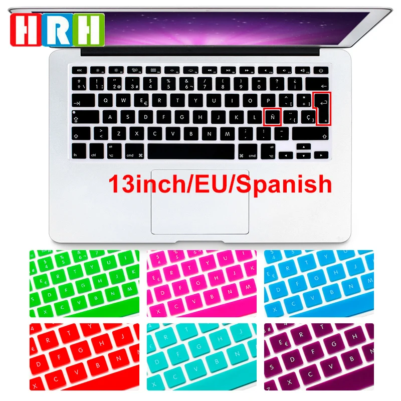 

HRH Silicone Waterproof Silicone Keyboard Covers Skins Protector For Macbook Air Pro 13 15 17 for Mac book Spanish EU Version