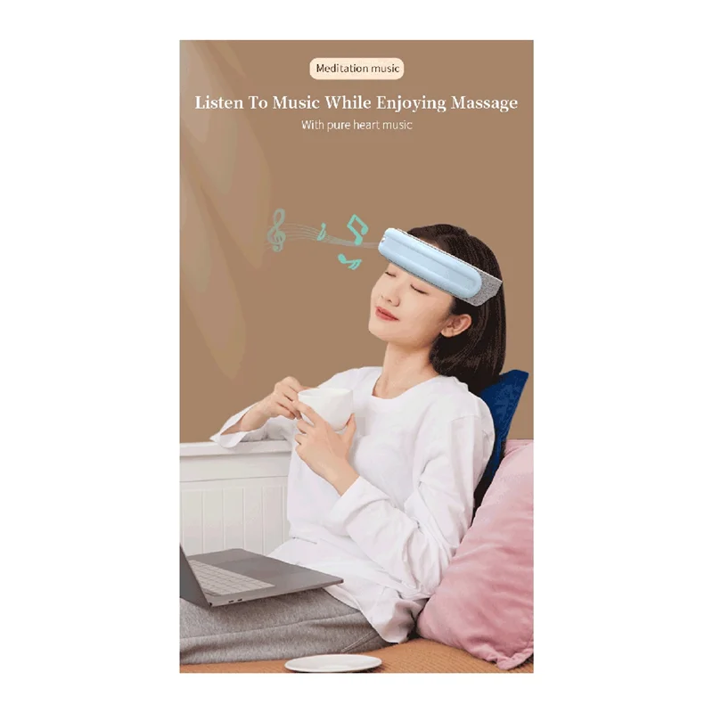 

A47F-Electric Head Massager Vibration Hot Compress Air Bag Massage Relieve Headache Bluetooth Music Relax Therapy
