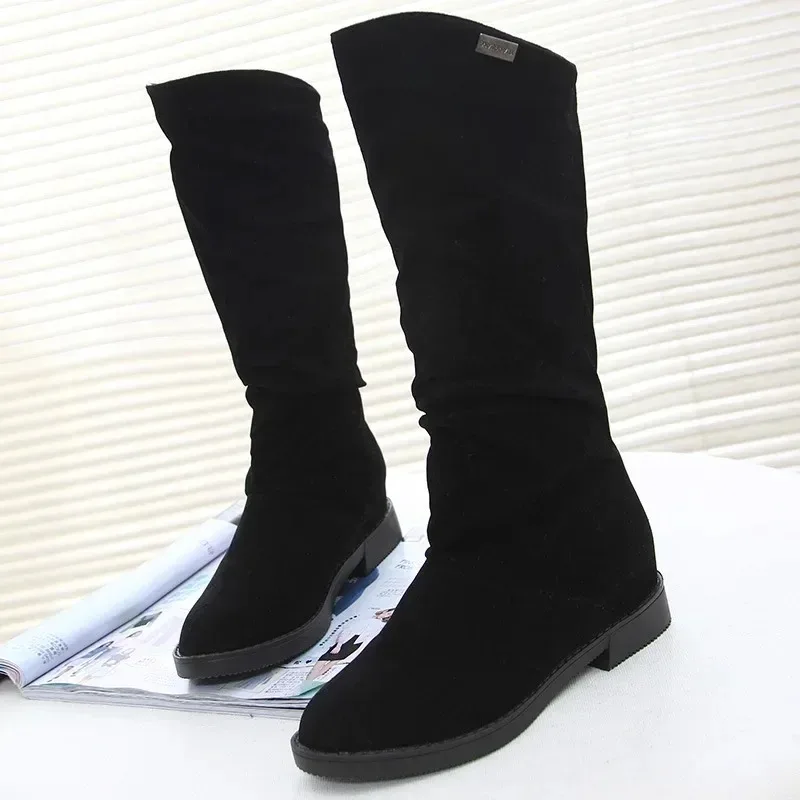 Snow Boots Women Winter Shoes Casual Woman High Boots Black Red Soft Comfortable Female Footwear Solid Suede Women Long Botas