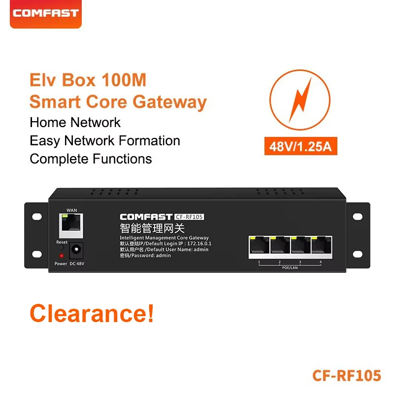 Comfast Clearance AC Smart Core Gateway 4 LAN 10/100Mbps POE Interface Wifi Project Router Manage AP Seamless Roaming