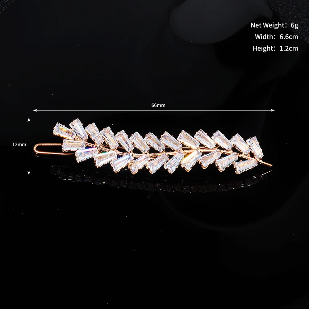 Mode Haarspange Zirkonia Blatt Haarspangen für Frauen Zubehör Braut Hochzeit Haarschmuck Party Braut Kopfschmuck – Detail 4