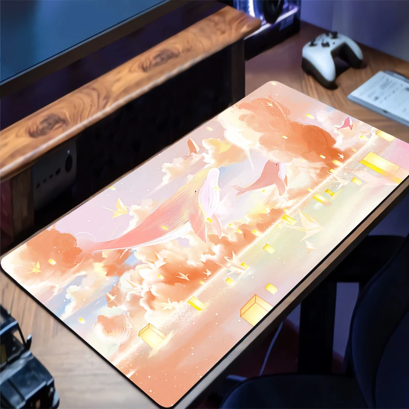 Tappetino per mouse squisito Cloud Whale Accessori per giochi Tappetino da scrivania Tappetino per tastiera per giocatori riempito di personalità Tappetino per mouse Anime Mausepad