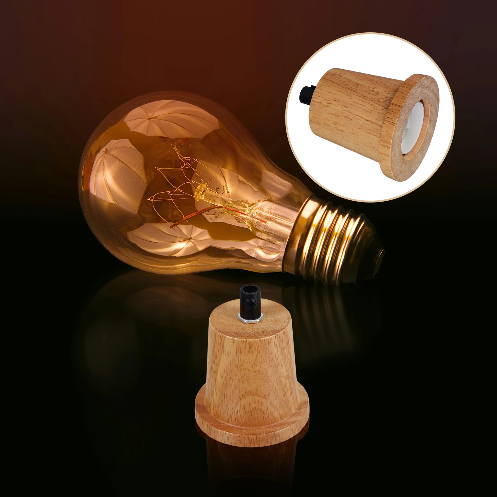 

Wooden Lamp Holder Socket E27 Bulb Base Khaki Color Cafe Style Bedroom Dining Room Creative Lighting Accessories Part