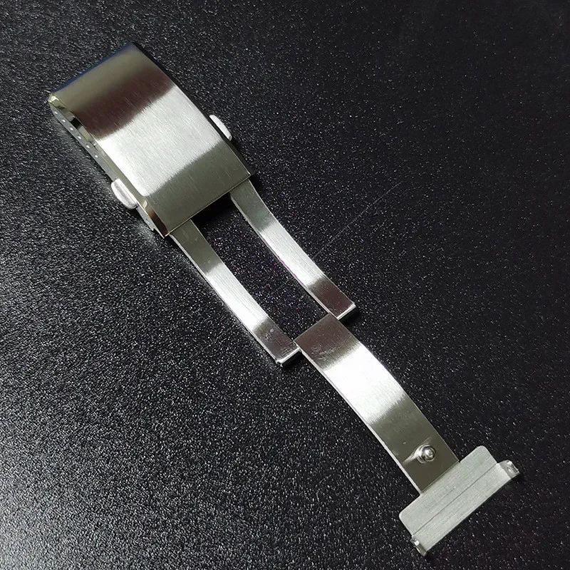 16mm 18mm 20mm 22mm Stainless Steel Folding Buckle 6 Holes Extended Double Push Butterfly Clasp Watch Band Brushed Buckle
