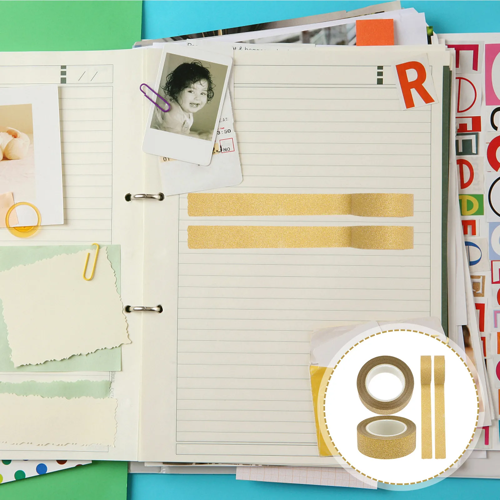 

4 Rolls Tape for Scrapbooking Color Washi Glitter Decorative Tapes DIY Paper Colored