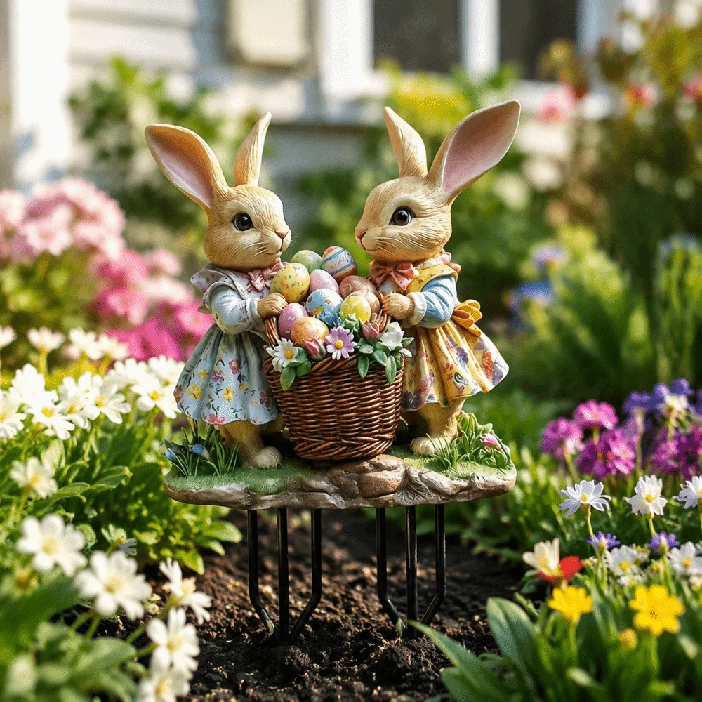 Ground Insert Garden Art Ornament 2D Flat Rabbit Elf Garden Figurine Acrylic Treehouse Acrylic Ground Insert Outdoor Decoration