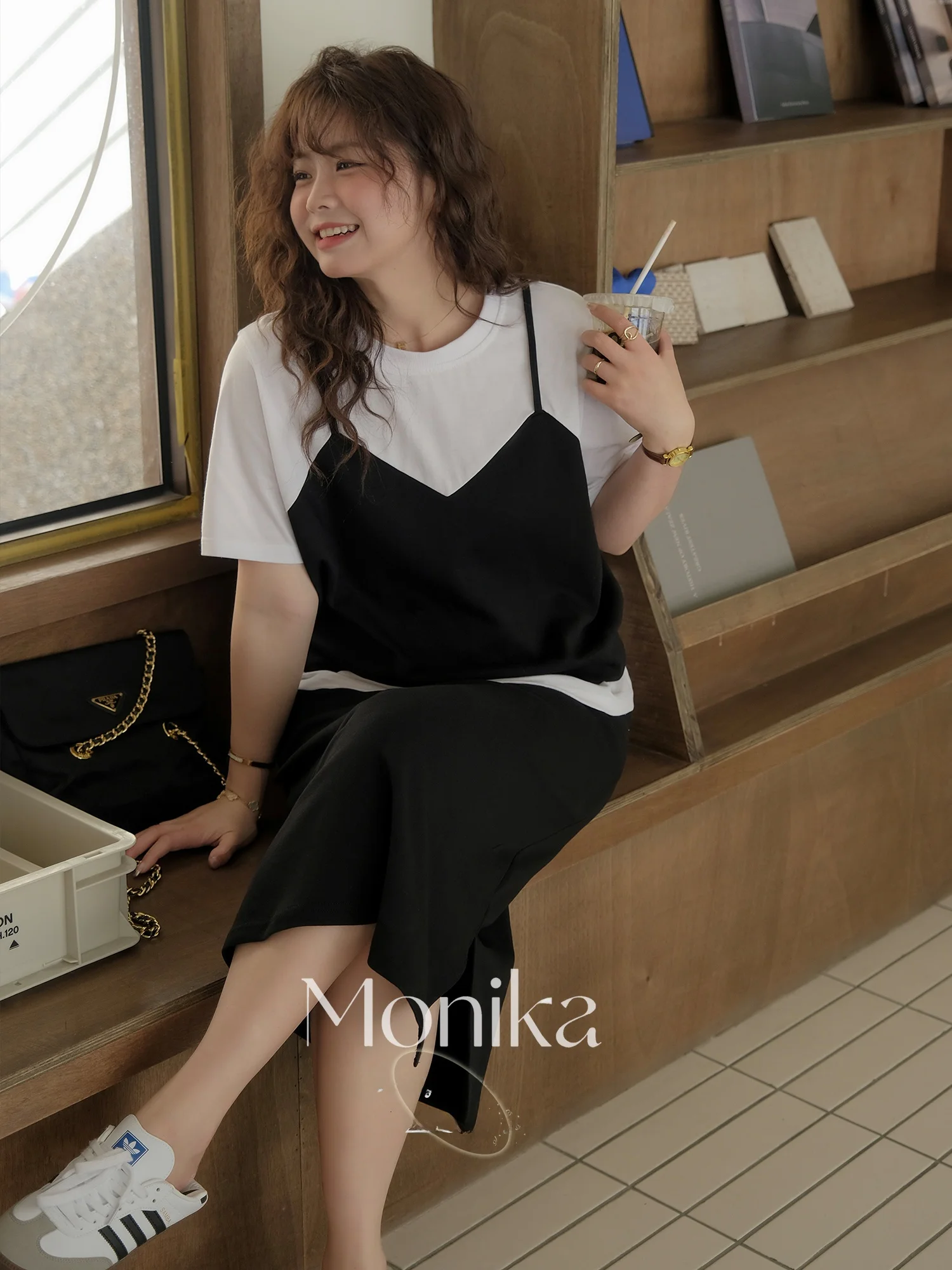 

Monica plus Size Casual Korean Style Ensemble Elastic Waist Halter Top A-Line Skirt Summer Fashion Set for plus Size Women