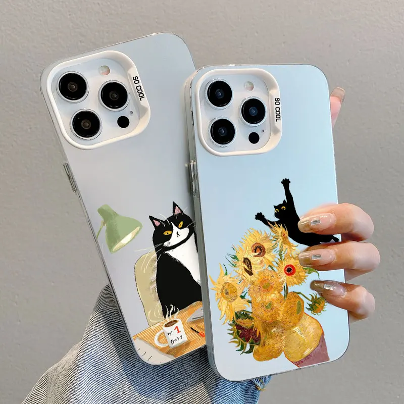 نزهة المشهد الكرتون الحيوانات القط الكلب الليزر قضية الهاتف آيفون 13 12 Mini 14 11 Pro Max 17 15 16 Pro Max Plus 17 Air Covers