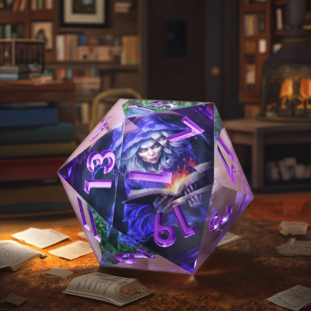 

50mm Large D20 Dice LED Light Up,Handmade Resin Glowing DND Dice,20 Sided Polyhedral Dice for Dungeons&Dragons RPG Game Gift