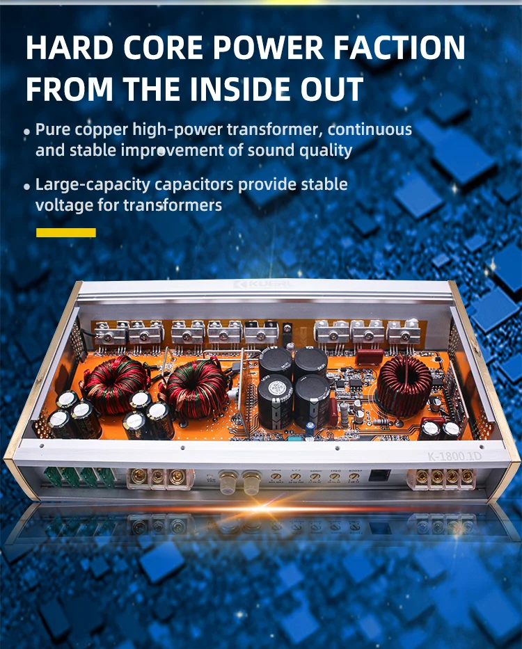 New Model 1 Channel Digital Power Auto  Amplifier 1800W Monoblock Class D Amplifier for Car