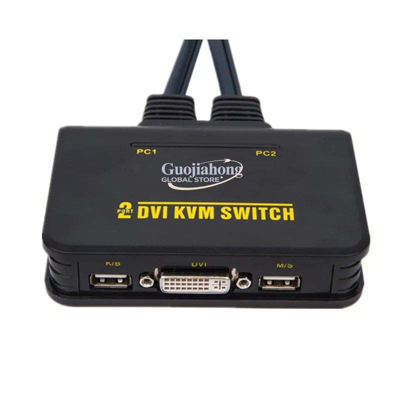 KVM DVI Switcher 2 in 1 Out Game Dual Computer Screen Sharing 1 Set of Keyboard and Mouse   Keyboard Hotkeys