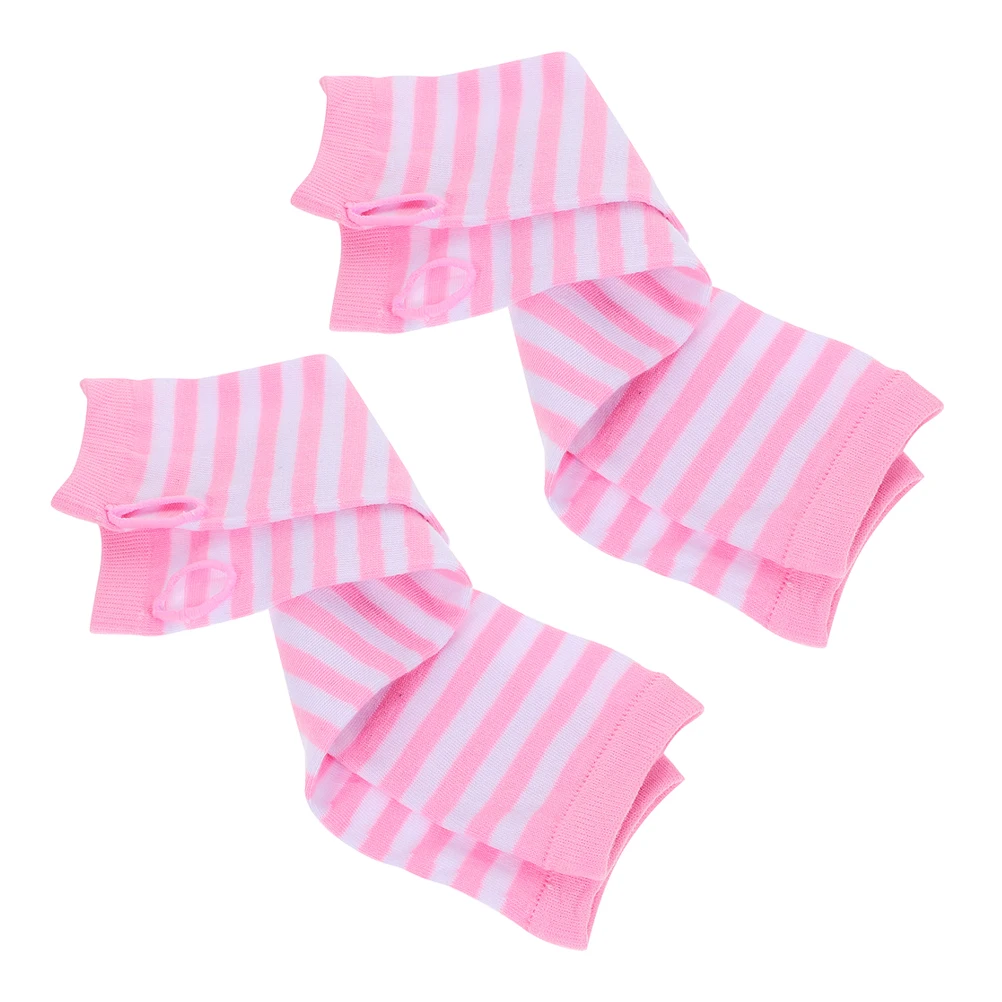 

2 Pairs Fingerless Gloves Women Long Knit Thumbhole Arm Warmers Stretchy Lace Wrist Cover Gloves Girls Sleeve Winter Accessories
