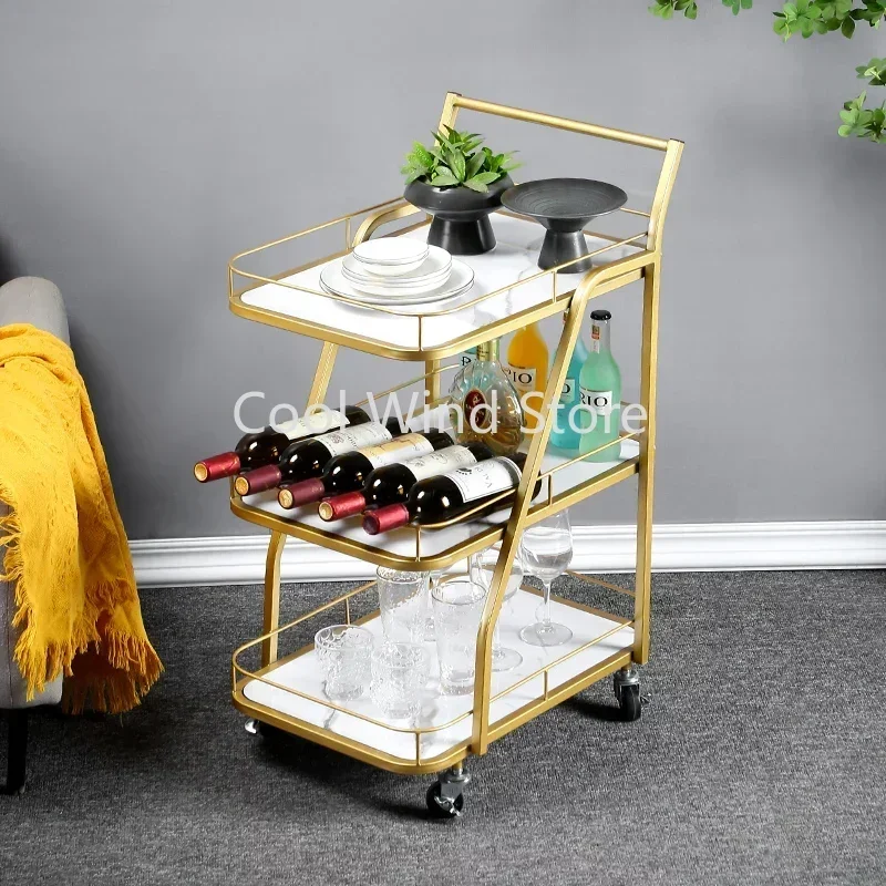 Partitions Cart Trolley Restaurant Storage Outdoor Serving Utility Rolling Trolley Cabinet Wine Rack Archivadore Hotel Furniture