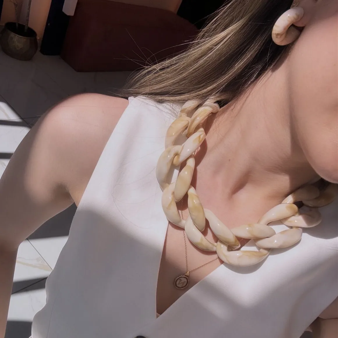 Statement Big Acryl Lange Kette Ohrring Halskette Set für Frauen Männer Boho Dicke Gliederkette Halsketten Anhänger Rock Schmuck Geschenke – Detail 13