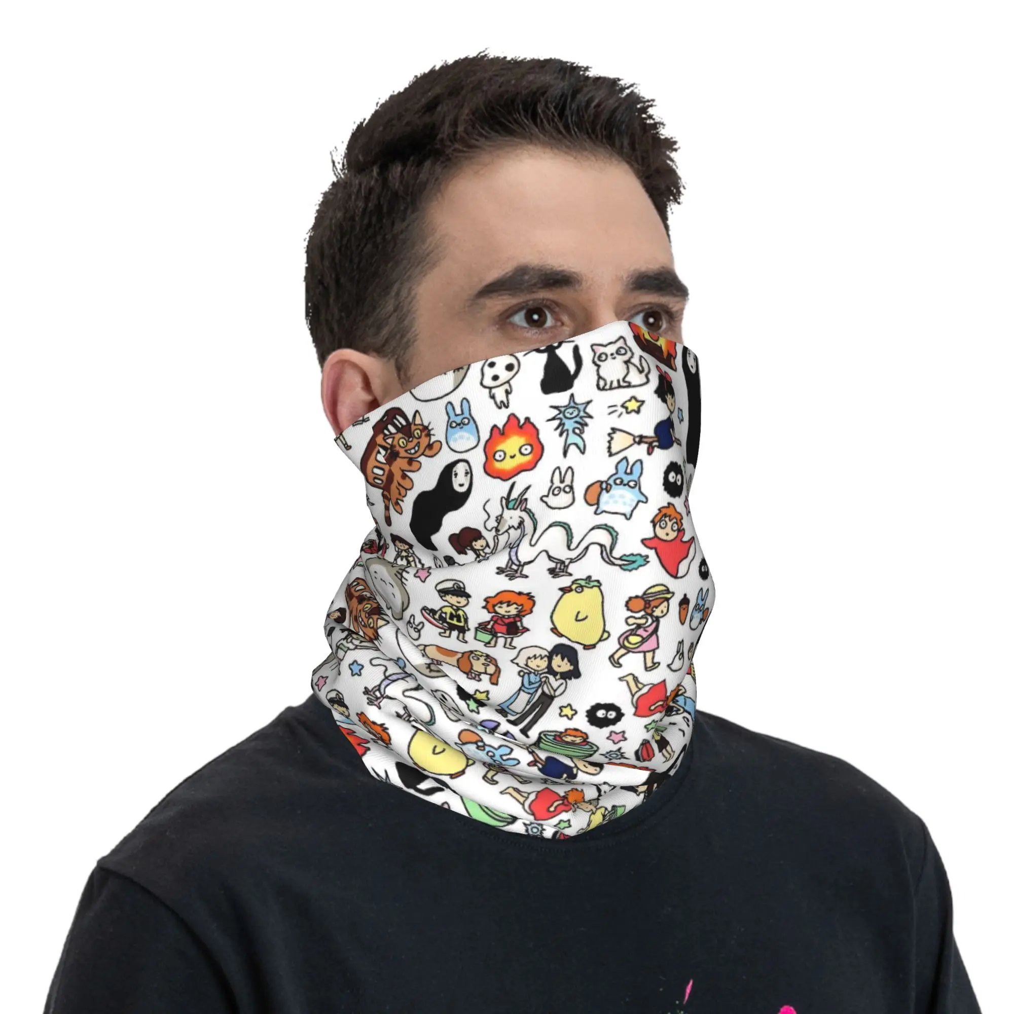 Cute Susuwatari Soot Sprites Totoros Bandana Neck Cover Printed  Balaclavas Face Scarf Multi-use Cycling Running for Men Women view 6