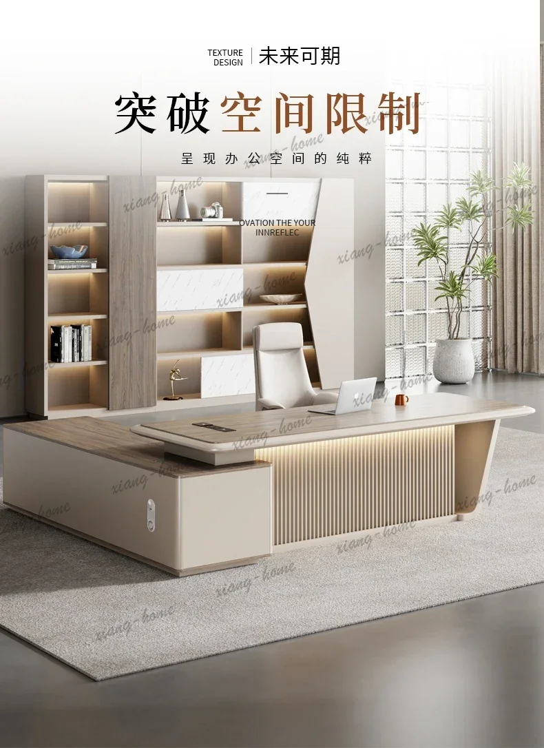 YJ Computer Desk Large Modern Boss Manager President Simple Executive Office L Shape Desk With Drawers Storage Filing Cabinet Ch