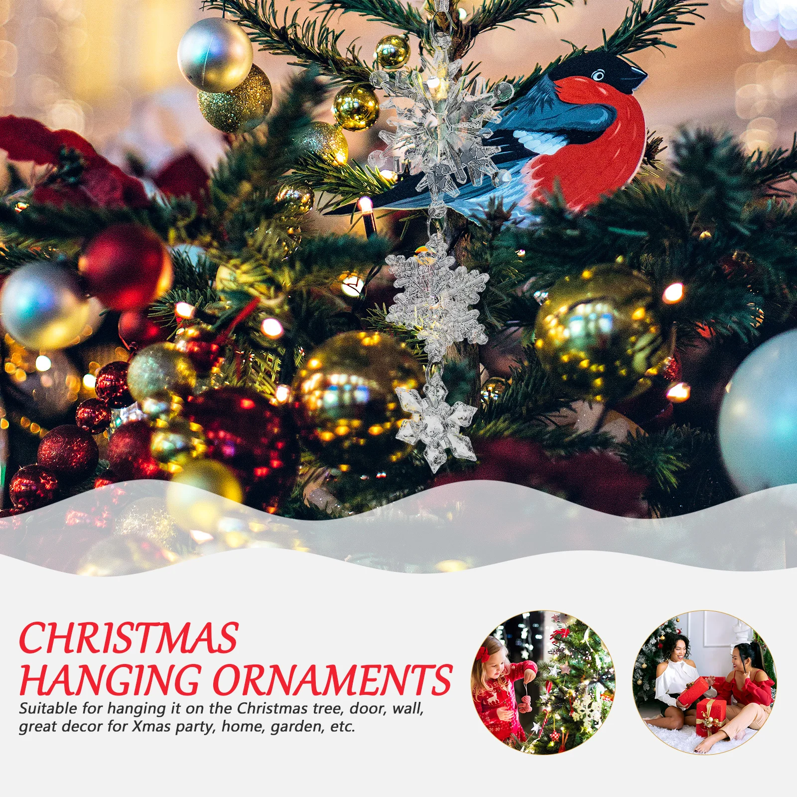 

3Pcs Christmas Snowflake Pendant Hanging Decor for Tree Wall Door Garden Party Background Photo Prop Xmas Decoration Supplies