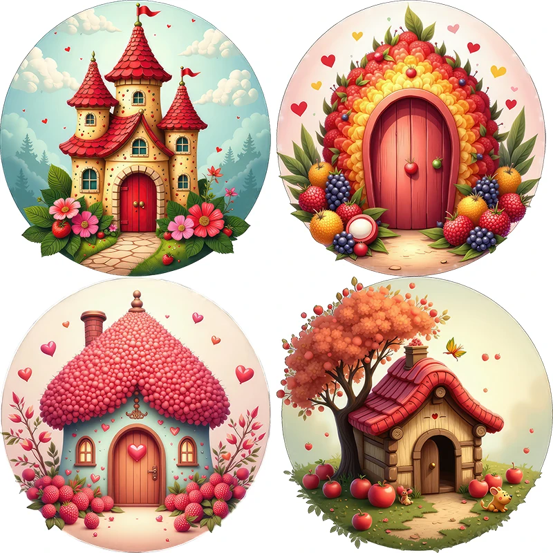 Three Ratels QO5 lovely fruit house  cartoon wall stickers for kid's bedroom kindergarten decoration decals