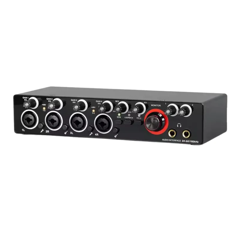 Professional 24Bit 192Hkz 4 channel Audio Interface USB Sound Card For Live Recording solo