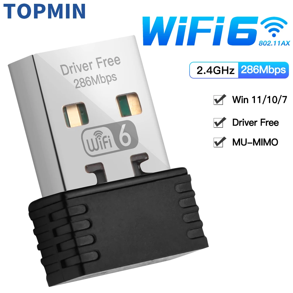 Mini USB WIFI 6 Dongle การ์ดเครือข่าย 802.11ax USB 2.4GHz Wi-Fi Lan Adapter Driver ฟรีสําหรับ PC แล็ปท็อป Windows 7 10 11