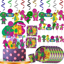 Decorazioni per feste di compleanno a tema Barney Posate usa e getta Piatto Tovaglia Tazza Palloncino Decorazioni per feste di compleanno Baby Shower