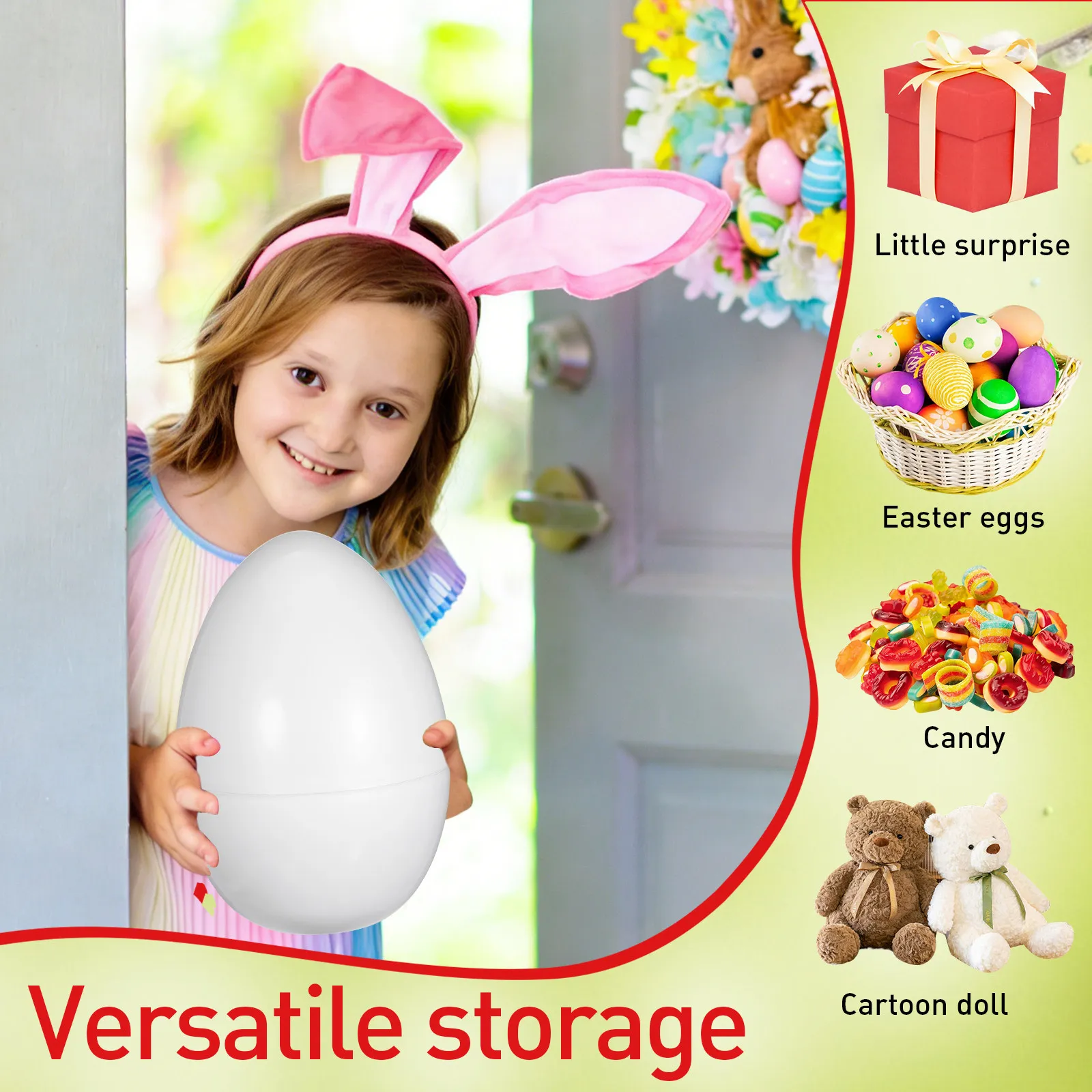 

Jumbo Fillable Easter Egg Openable Plastic Party Favor Candy Stuffer Decoration Ornament Extra Large Empty Egg Shape Basket