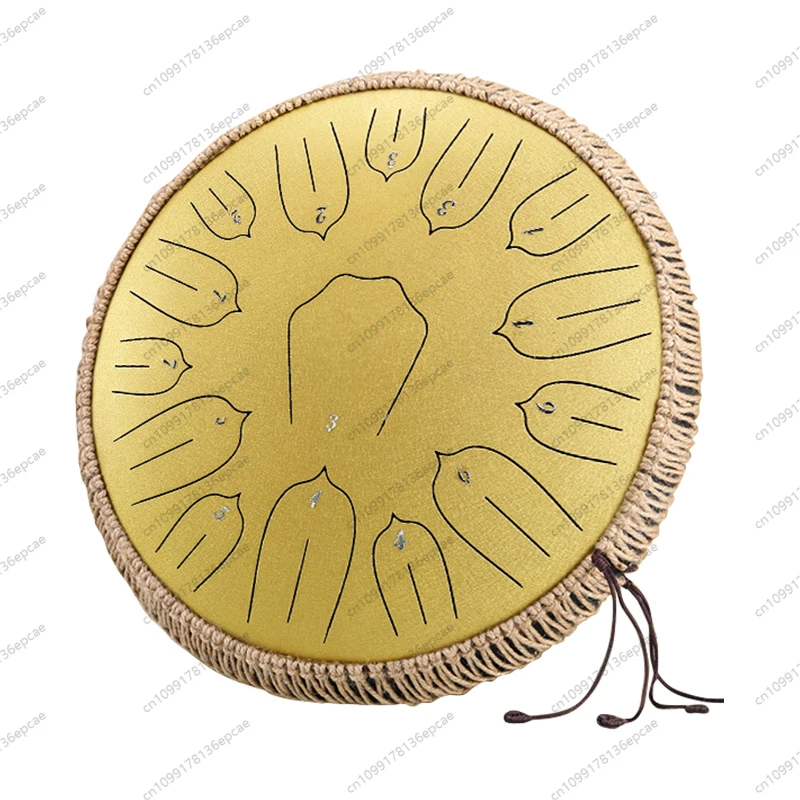 

Professional instrument with accessories Large size tongue drum 13 inches 15 music notes Steel tongue drum