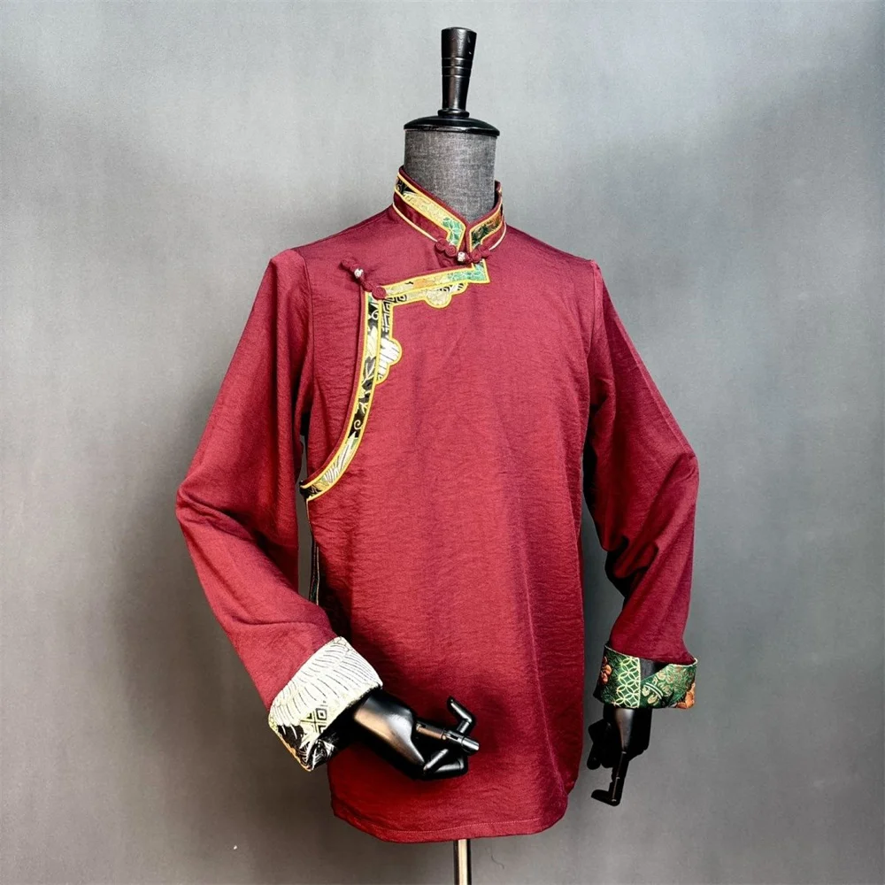 2026 Herrenoberbekleidungshemd im tibetischen Ethno-Stil mit Stoffstickerei