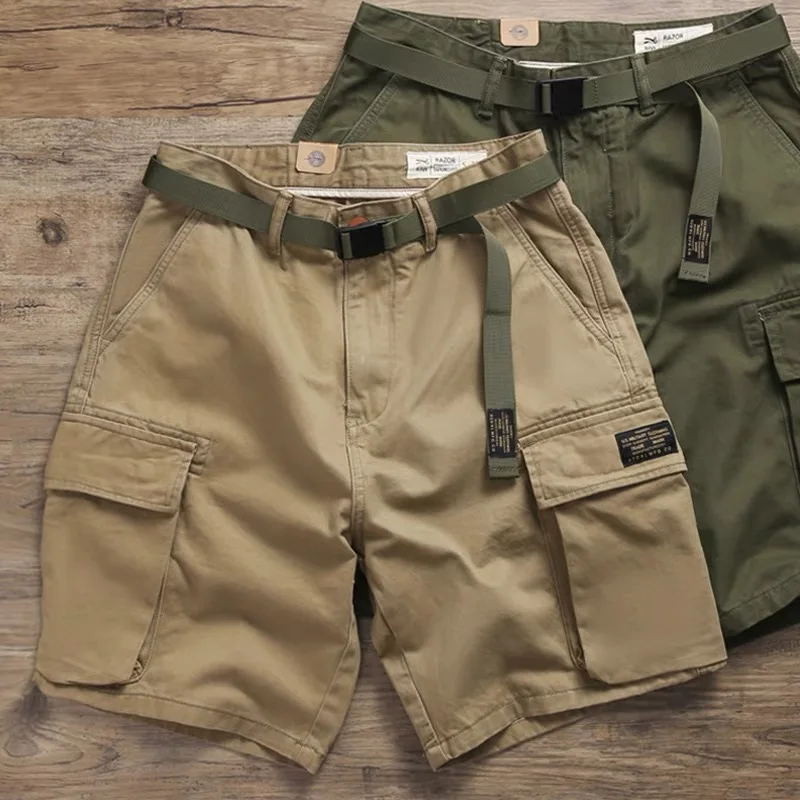 Trendy Brand Men's Summer Tooling Shorts Men's Five-point Pants Trendy Retro Loose Straight Big Pocket Casual Pants