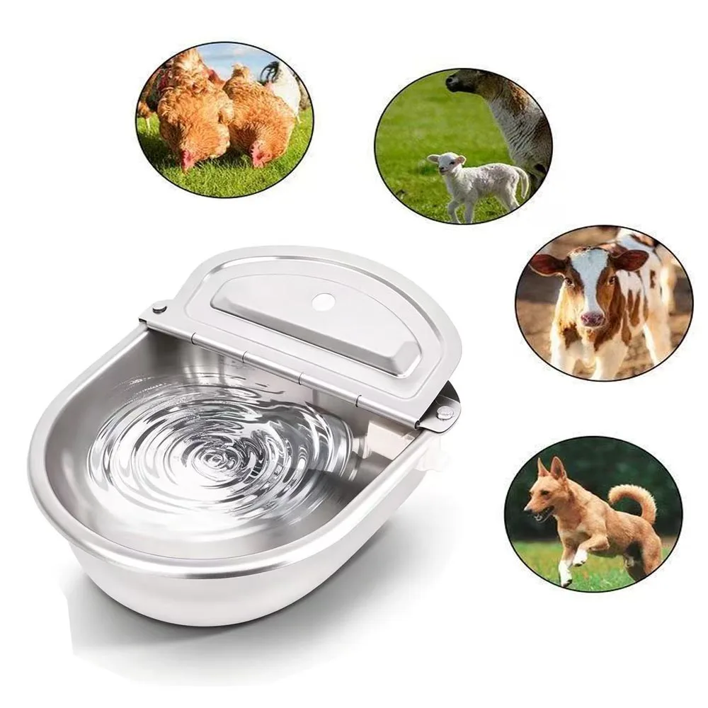 Stainless Steel Cow Water Bowl with Float Valve, Thickened Full Set, Large Size Automatic Water Trough for Cattle Livestock Farm