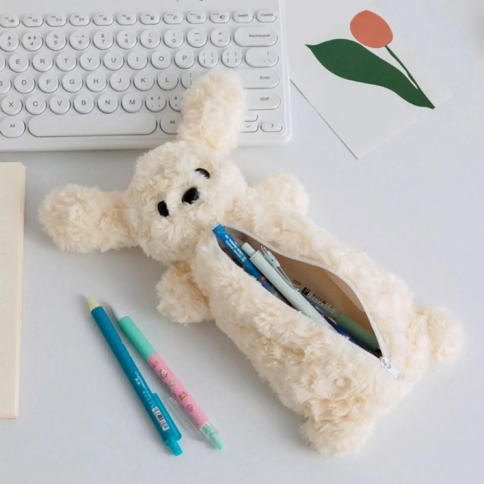 Pencil Case Large Capacity 3D Cartoon Plush Pouch Lightweight Durable for Kids Girls Boys Students School Classroom Home Travel