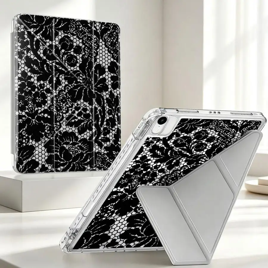 With Pen Slot Cover Tablet Case For iPad Air 8 M2 M3 3 Pro 13 2025 2026 9th 12th 11th Mini 7 6 5 10th Gen Datura Flower Pattern