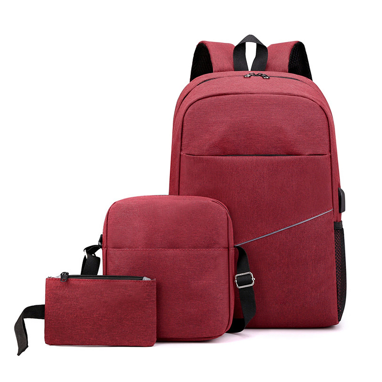 3pcs Backpack Set Women Men Laptop Backpack Shoulder Bag Small Pocket for Travel School Business Work College Fits Up to 15.6in
